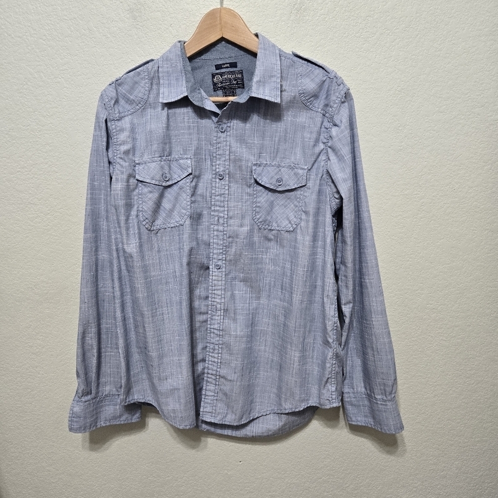 American Rag Casual Gray Button-Up Shirt Size L